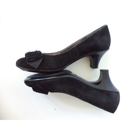SOFFT US 6M BLACK NUBUCK LEATHER PUMP HEEL SHOE WITH STYLIZED BOW - Picture 6 of 9